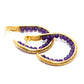 Gold Amethyst Beaded Large Hoop Earrings with butterfly clasp RM Kandy