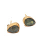 Womens Labradorite Stone Stud Gold Earrings with butterfly clasp at RM Kandy