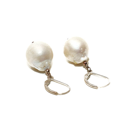 Pearl Drop Statement Earrings silver Lobster Clasp