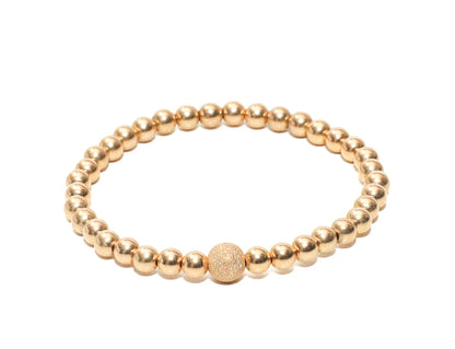 women's Gold 6mm Beaded Bracelet with 8mm Gold Stardust Charm RM Kandy