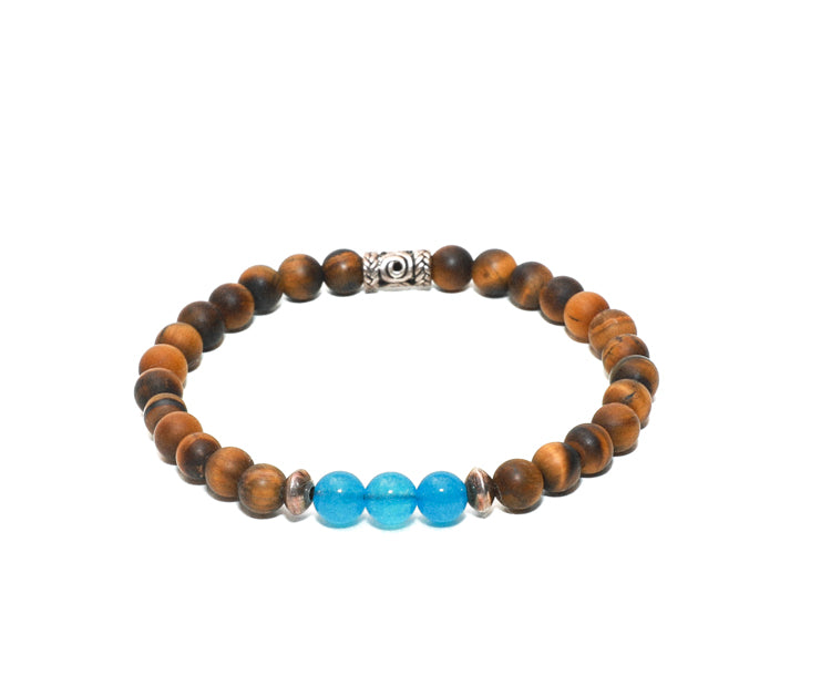 Tiger Eye Stone handmade Bracelet with silver and Jade Beads at RM Kandy