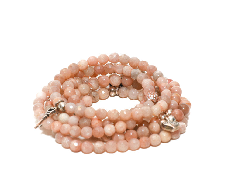 women'ss moonstone beaded stackable bracelets with silver kew chain RM Kandy