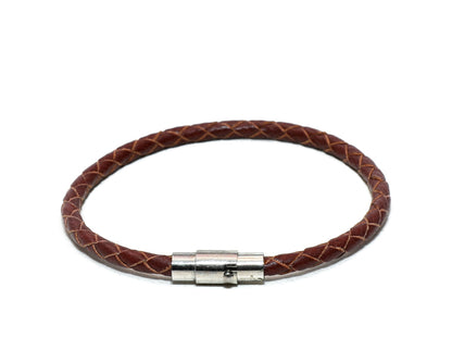 Mens Handmade Braided Genuine Brown Leather  Bracelets 