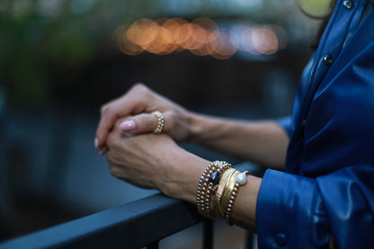 Gold Feather Bangle Cuff Bracelet and beaded bracelets at RM Kandy