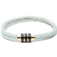White mens leather bracelet with gold magnetic clasp custom charm RM Kandy