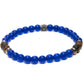 Mens Beaded 6mm Cobalt Blue Jade with silver and tiger eye 