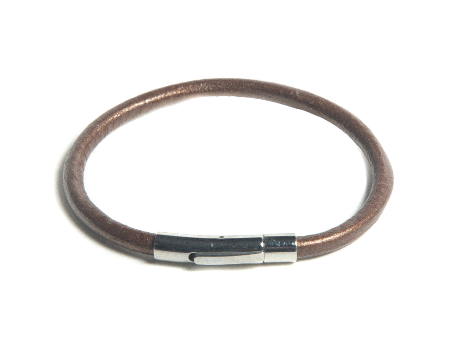 Mens Braided Handcrafted Copper Colour Leather Bracelet Stainless Steel Clasp Closure at RM Kandy