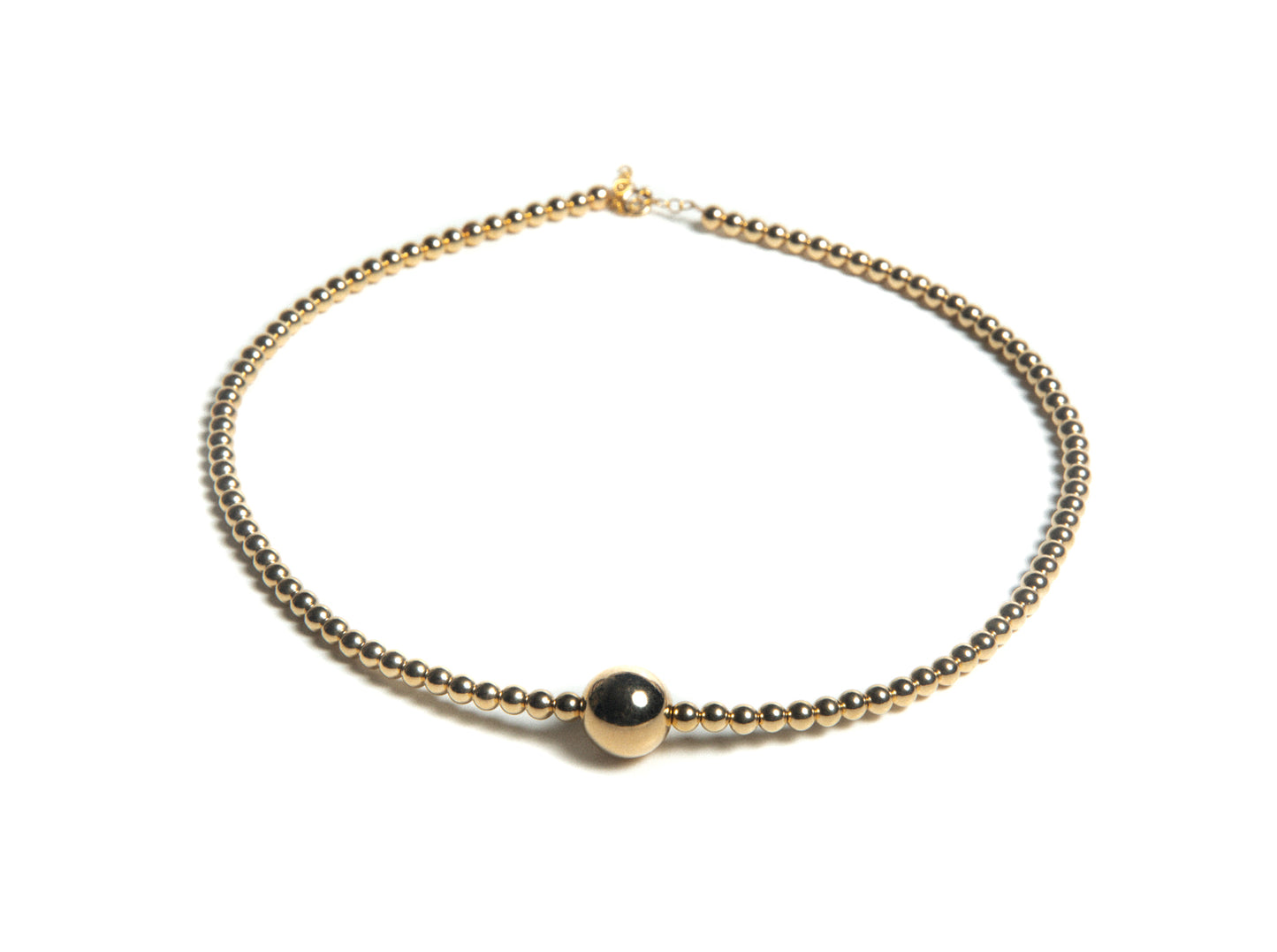 Women's Gold Beaded Choker Necklace with Gold charm on adjustable chain at RM Kandy
