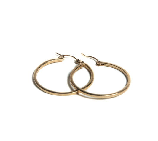Women's 14k Gold Filled 35mm Square Euro wire Hoop Earrings at RM Kandy