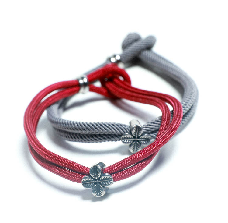 Mens Handmade Cord Rope Good Luck Bracelets in red and grey at RM Kandy