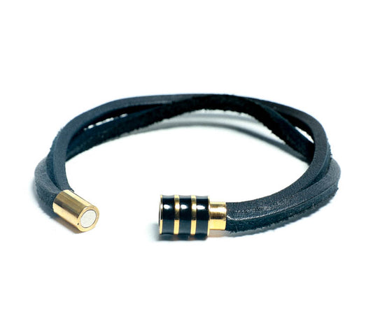 Mens Handmade Leather Bracelet with Gold Clasp Charm at RM Kandy