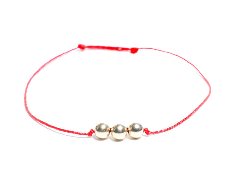 Red String Bracelet with 14k Gold Bead Charms Rm Kandy