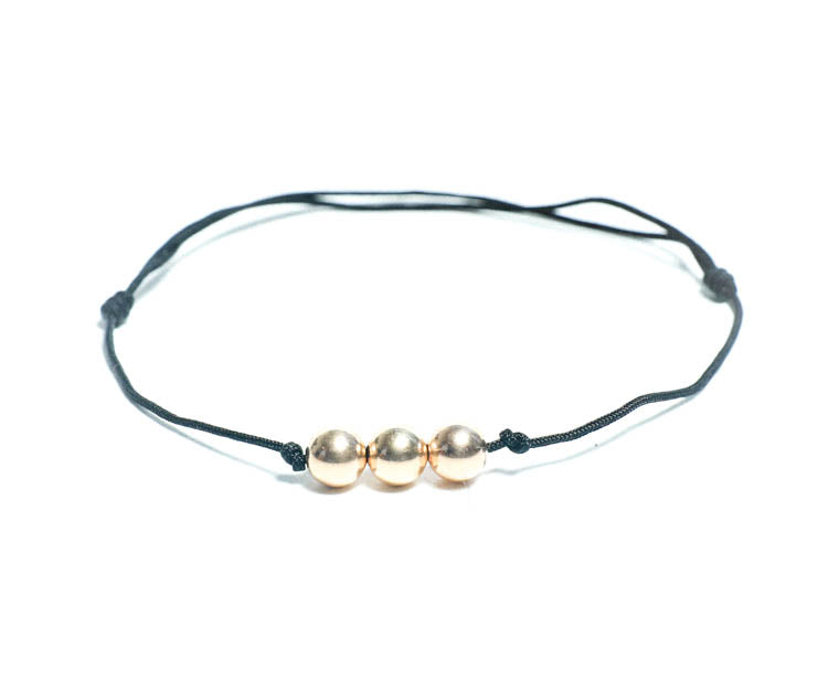 Handmade Black String with Gold Beads for Women