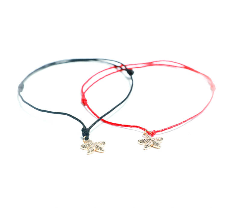 Gold Starfish Cord Bracelets handmade in red and black at RM Kandy