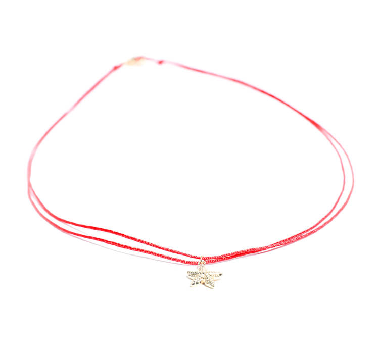 Premium Red Choker Necklace with Gold Starfish Charm at RM Kandy