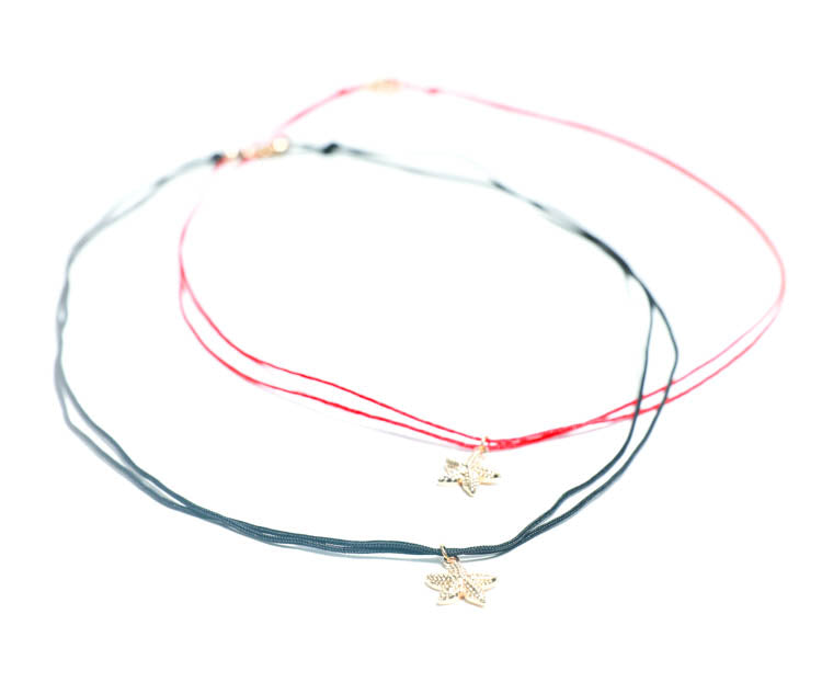 Black and red cord choker Necklace with Gold Starfish Charm for women at RM Kandy