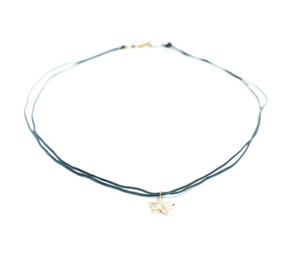 Womenès Black String Choker Necklace with Gold starfish Charm handmade at RM Kandy