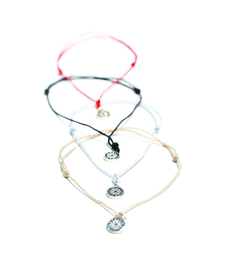 High Quality String Bracelet collection Gold plated Evil Eye Charm 
