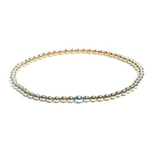 Ladies 14k 4mm Gold Beaded Anklet Silver Charm at RM Kandy