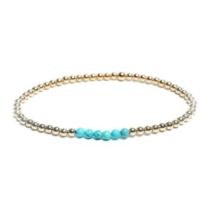 Ladies handmade 14k Gold Beaded Anklet with Turquoise Stones at RM Kandy