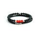 Men's Black Matt Onyx Bracelet with red jade beads and silver charms leather bracelet set  at RM Kandy