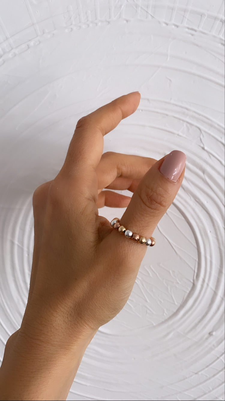 Women's Rainbow 4mm flexible Beaded Ring handmade at RM Kandy