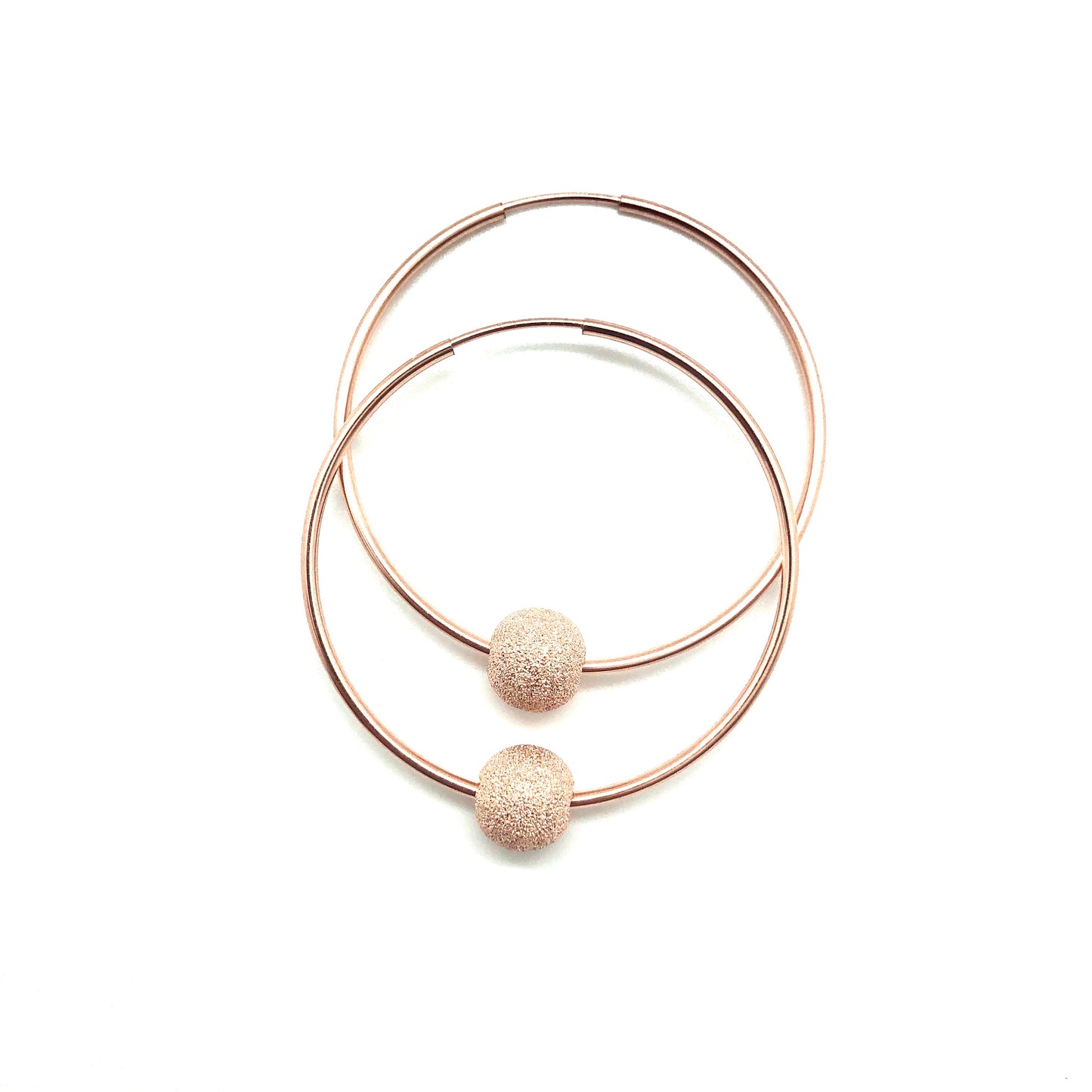 38mm Rose Gold Hoop Earrings with 8mm stardust RG charm at RM KANDY