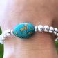 Women's Silver 6mm Beaded Bracelet with Turquoise Stone at RM KANDY