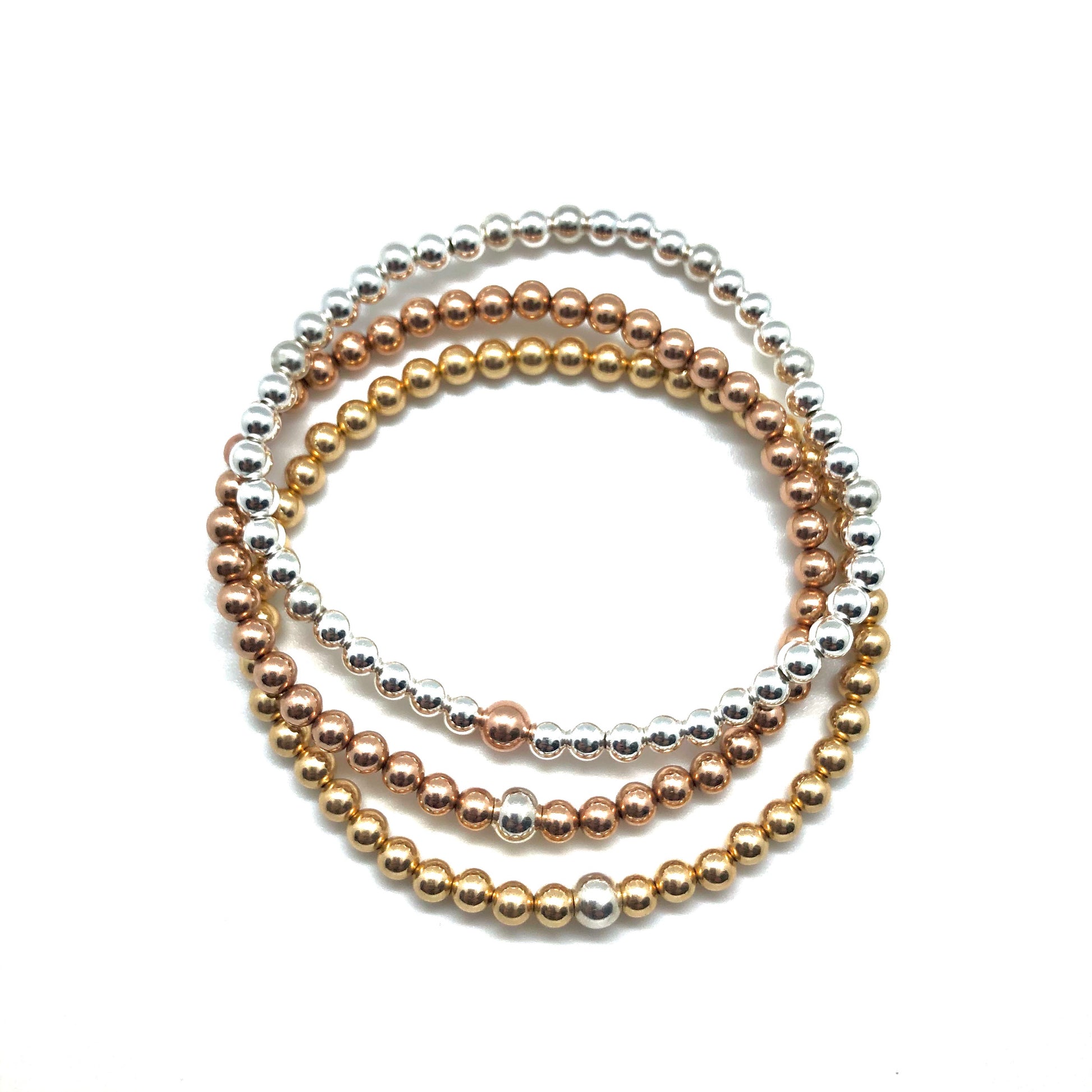 Womens Premium Jewelry Bracelet Set Gold Rose Gold Silver Beads